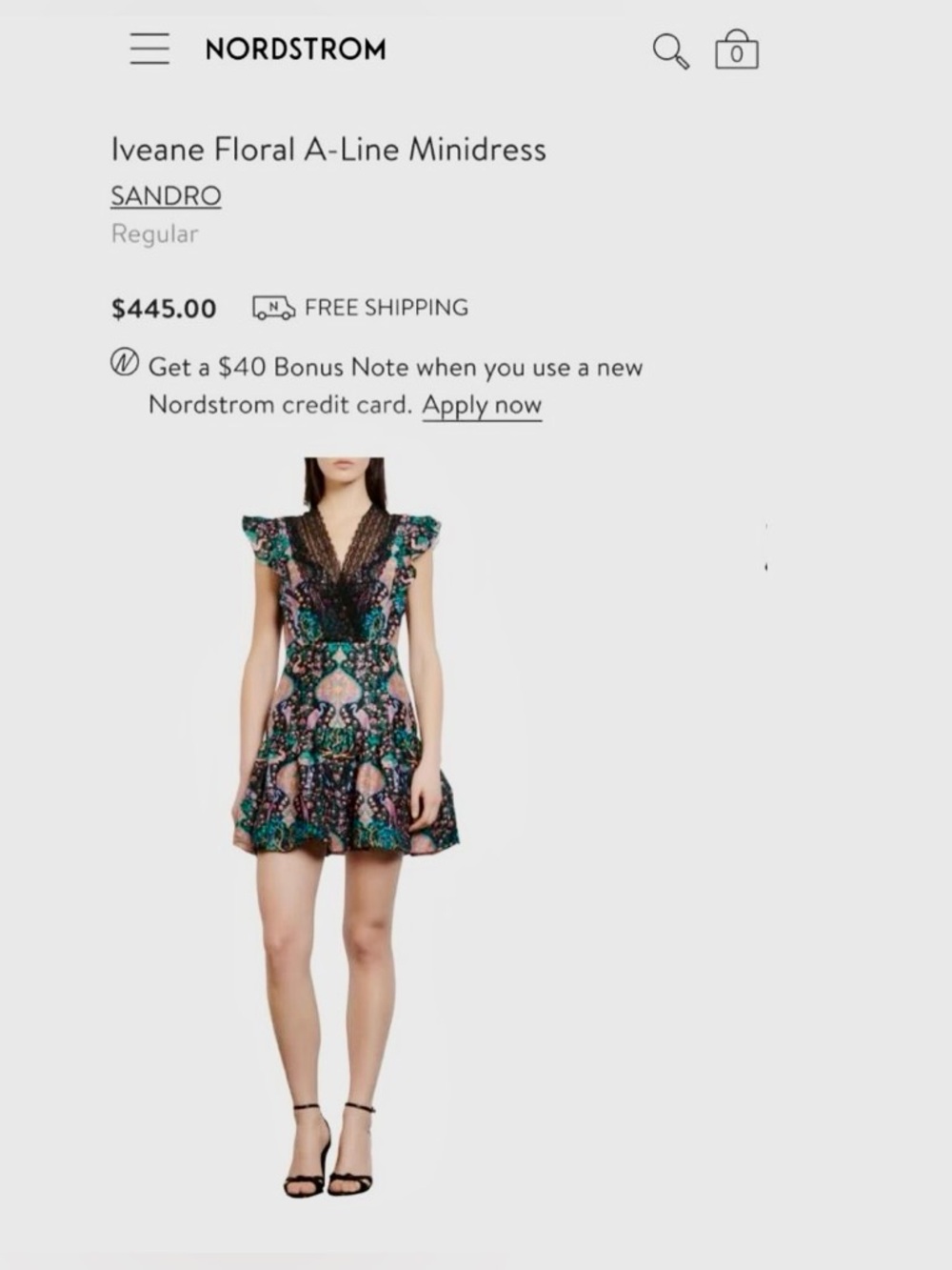 Sandro Paris Iveane Lace-Trim Floral Mini Dress - Picture 6 of 8